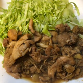 鶏もも肉とキノコの生姜焼き。No.818